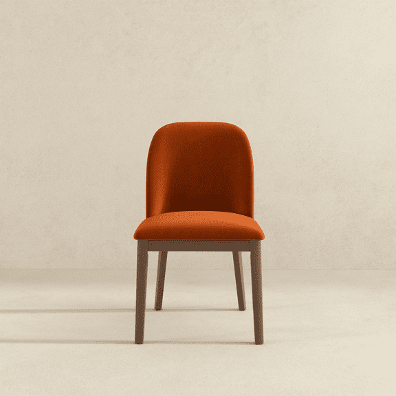 New Design Dining Kitchen Mid-Century Modern Chairs with Wood Legs Kaitlyn Burnt Orange Velvet Dining Chair (Set Of 2) 33''