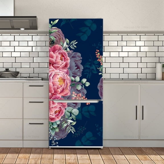 New Design Fridge Door Mural Sticker Wallpaper Waterproof PVC Refrigerator Freezer Cover Kitchen Cabinet Fridge Renovation
