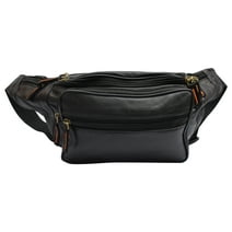 New Design Large Multi Zippered Genuine Leather Fanny Pack Waist Bag 041