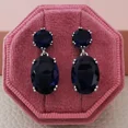 thumbnail image 1 of New Design Luxury Classic Cute Pink Blue Silver Color Oval Stud Earring for Women Wedding Party Trendy Korean Jewelry Z39, 1 of 4