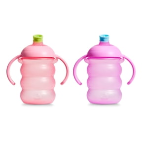 Munchkin Click Lock Toddler Sippy Cups, Spill Proof Trainer Sippy Cup for 6 Months Old and Up with Handles and Soft, Bite Proof Spout, 8 Ounce, 2 Pack, Pink/Purple, Unisex