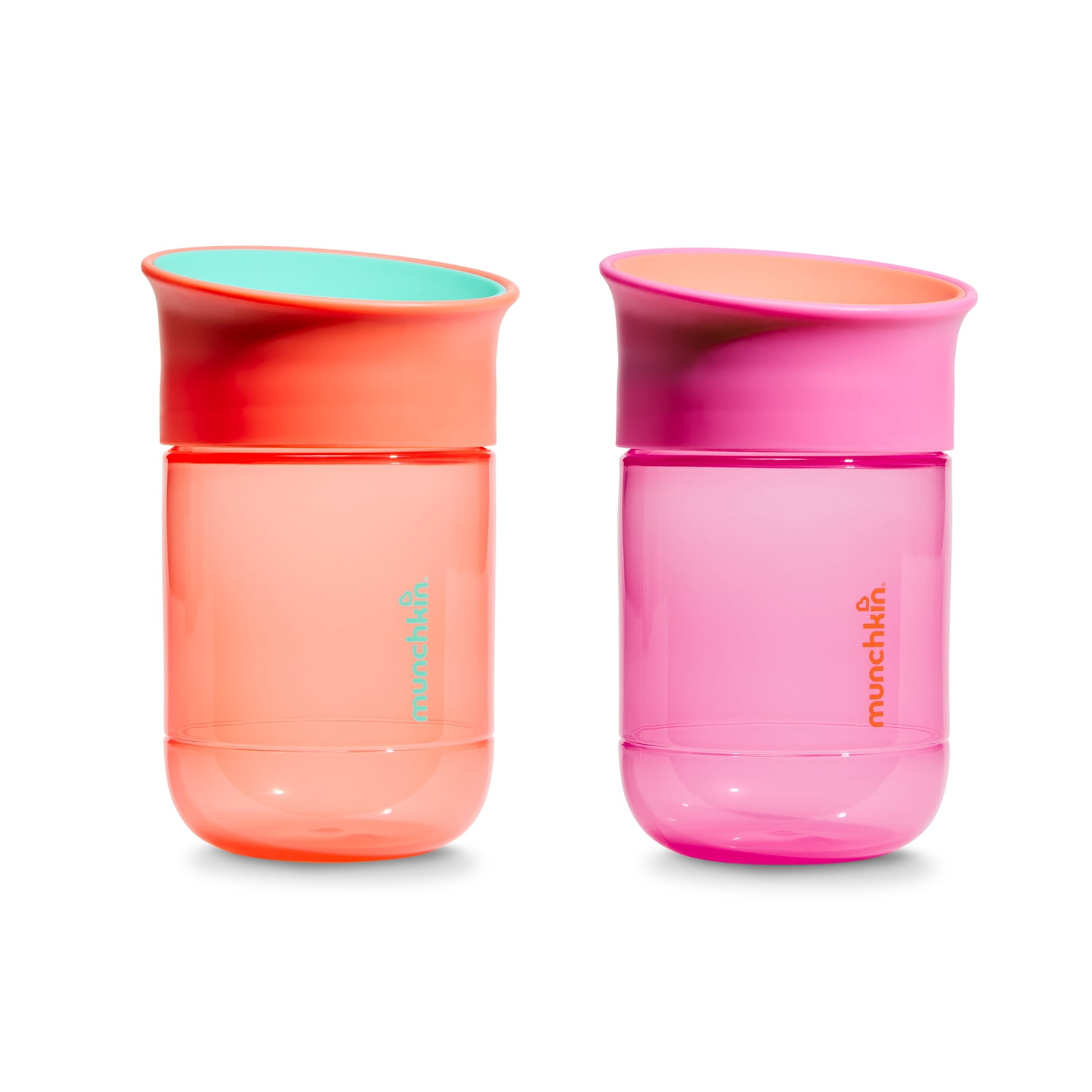 Munchkin Miracle 360 Spill-Proof Sippy Cup, Medium Flow, 10 oz, Coral/Purple, 2 Pack