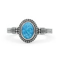 thumbnail image 1 of New Design Oxidized Ring Lab Created Blue Opal Solid 925 Sterling Silver Size 6, 1 of 5