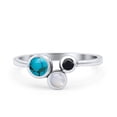 thumbnail image 1 of New Design Petite Dainty Turquoise Black Agate Ring Band 925 Sterling Silver Size 10, 1 of 5