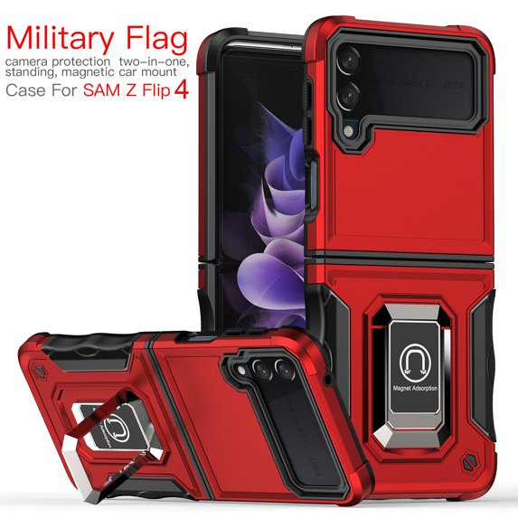 New Designed for Samsung Galaxy Z Flip 4 Case, Heavy Duty Shockproof Protective Stand Case Hybrid Rugged Umper Rubber Protective Cover for Samsung Flip 4 5G 2022
