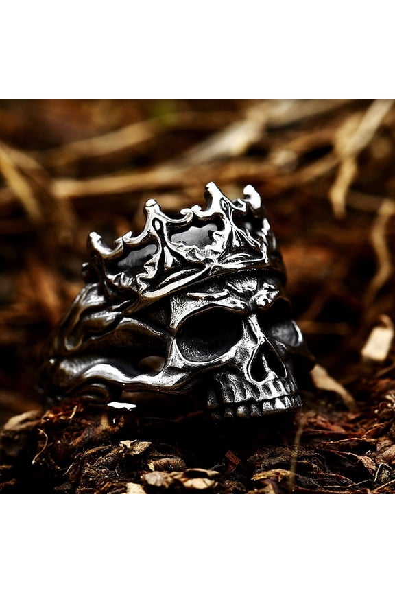 New Designs Classical Noble Crown Skull Men's Ring Punk Skeleton Biker Motorcycle Gothic 14K White Gold Creative Jewelry