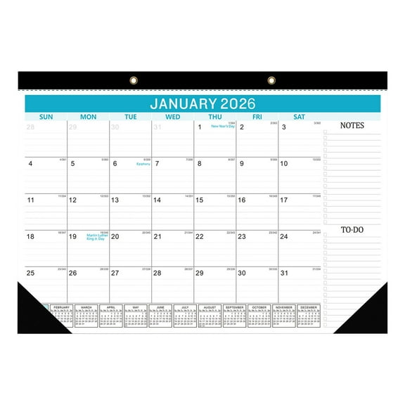 New Desk Calendar 2026-2027 - 17" × 12" Desktop Calendar 18 Months Runs from Jan. 2026 to Jun. 2027 with Julian Date for Home School Office Desk Top Organizing
