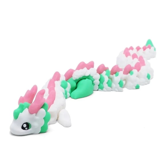 New Desktop Decor 3D Printed Horned Dragon Ornament Dragon Simulation Animal Model Movable Figurine Home