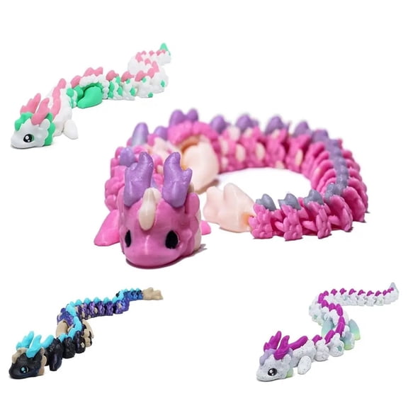 New Desktop Decor 3D Printed Horned Dragon Ornament Dragon Simulation Animal Model Movable Figurine Home
