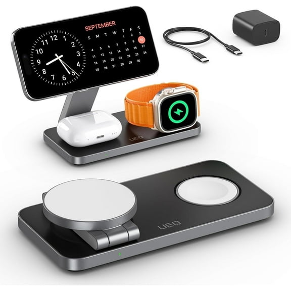 Foldable 3-in-1 Magnetic Wireless Charger for MagSafe - iPhone, AirPods & Apple Watch