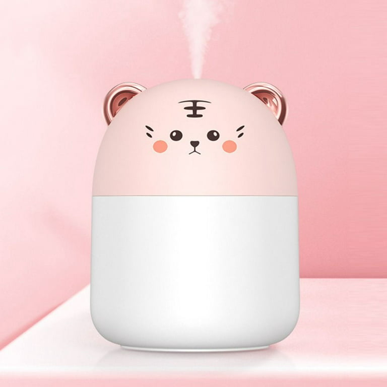 New Desktop Purifies Cold Mist Air Humidifier With Colorful Atmosphere  Light AromaDiffuser 250ml Capacity PINK TIGER