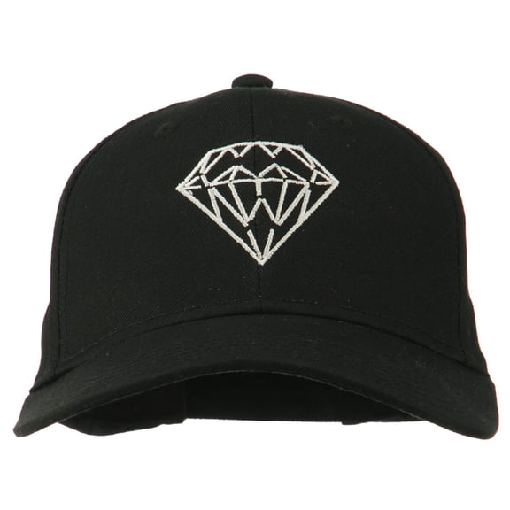 New Diamond Outline Embroidered Cotton Cap - Black OSFM