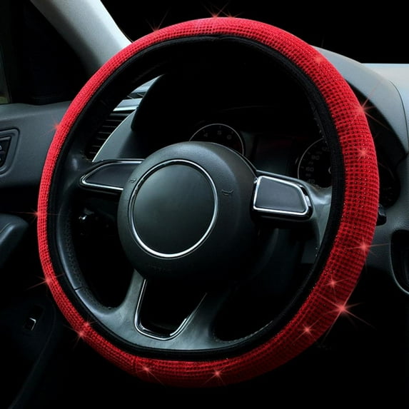 New Diamond Steering Wheel Cover with Bling Bling Crystal Rhinestones, Universal Fit Car Wheel Protector for Women
