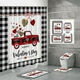 New Digital Printing Polyester Valentine Day Bathroom Four Piece Shower