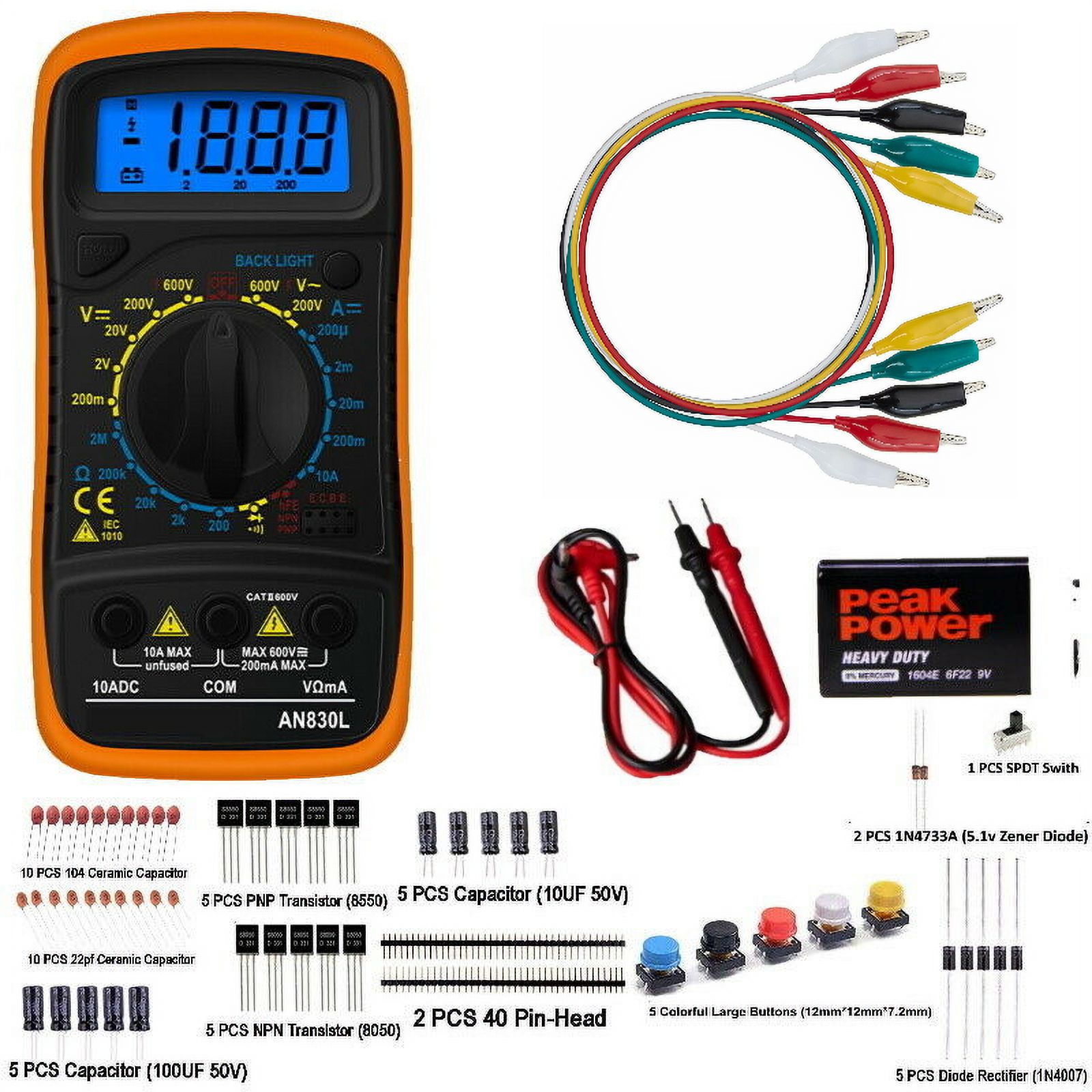 New Digital Voltmeter Ammeter Ohmmeter Volt AC DC Tester Meter Orange And Black Color