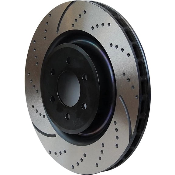 New Dimpled Brake Disc Compatible With Audi Porsche Volkswagen Touareg Execline 6 Cyl 3.0L Touareg V8 8 Cyl 4.2L Q7 TDI Premium 6 Cyl 3.0L 2003-2017 By E35GD1326