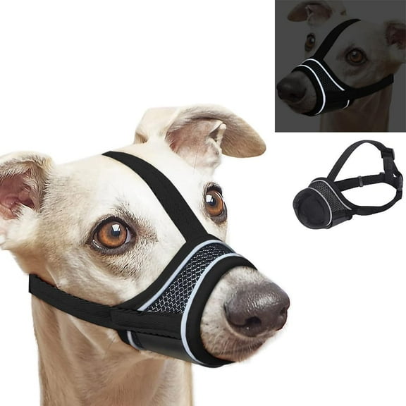 New Dog Muzzle, Breathable Drinkable Mesh Muzzle for Dogs,Anti Biting Barking Chewing,Grooming Muzzle for Dog with Anti-Drop Adjustable Anti-Drop &Shiny Reflective Strap in Night