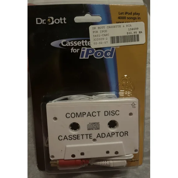 New Dr Bott Cassette Tape Adapter Aux Cable Cord 3.5Mm Jack Mp3 Ipod Cd