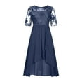 thumbnail image 1 of New Dresses Fall,Brilliant Womens Dresses Women Sexy Solid Half Sleeve Round Neck Lace Chiffon Mesh Waist Party Dresses, 1 of 3