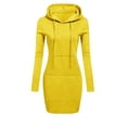 thumbnail image 1 of New Dresses Fall,Rutainlusire Womens Dresses Clearance Womens Long Sleeve Solid Patchwork Round Neck Casual Long Hooded Sweatershirt Dress, 1 of 5