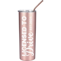 New Driver Gifts for Girls - Licensed to Drive EST. 2025-20oz/590ml Stainless Steel Insulated Tumbler with Straw, Lid - Cups Gift for New Driver - (Rose Gold)