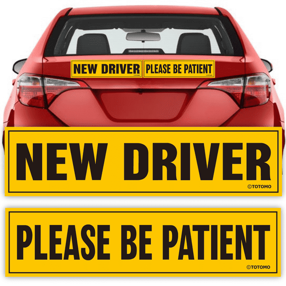 New Driver Magnet for Car, Large 12” x 3”, Reflective Sign, 2 Magnet Set