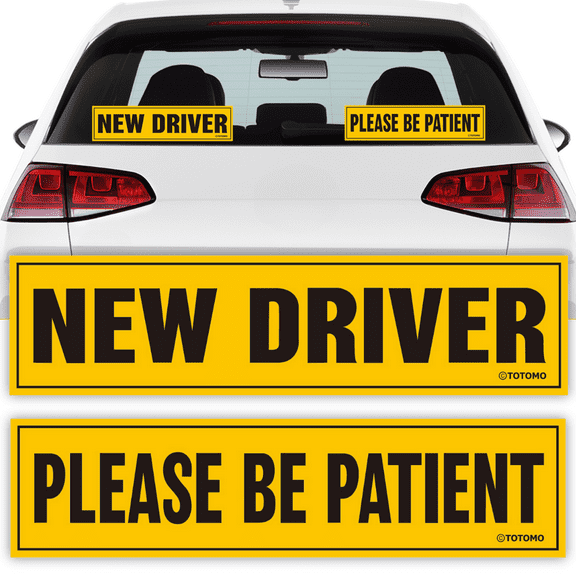 New Driver Sticker for Car, Large 12” x 3”, Reflective Vehicle Safety Sign, 2 Sticker Set