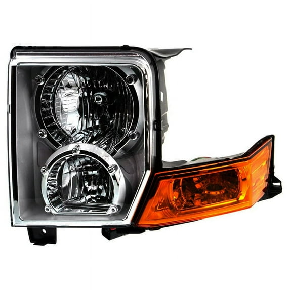 New Left Front Headlight Assembly Compatible with 2006-2010 Jeep Commander Limited Sport Overland Base 3.7L V6 4.7L 5.7L V8 HEMI Halogen Clear Lens DOT SAE 55396537AI 55396537AE Chrome