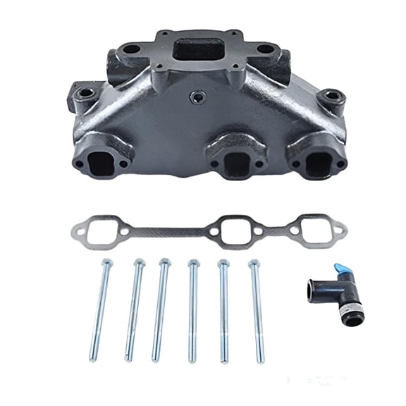OEM Grade Dry Joint Exhaust Manifold Compatible with 2002+ MerCruiser MerCruiser 4.3L MPI GM Center Riser Manifold Replaces 864612T01 864612T02 Sterndrive Inboard Marine Cast Iron
