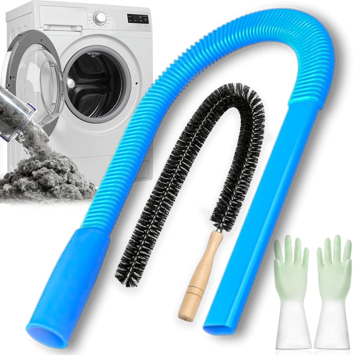 New Dryer Vent Cleaning Kit for Vacuum, Universal Dryer Lint Vacuum Attachment with Long Flexible Hose & Brush, Dryer Lint Vac Attachment for Quick Lint Removal, for Most Vacuum Cleaners (1PC)