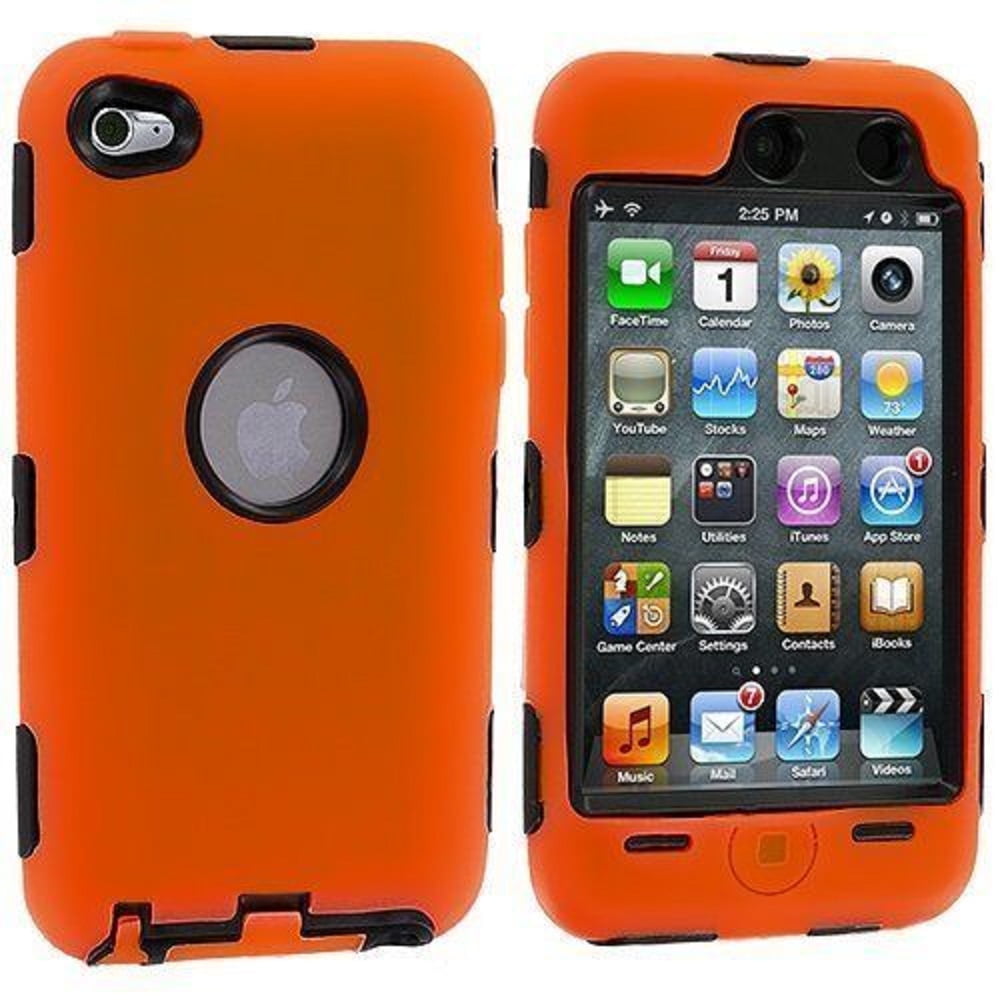 New Dual Flex Hard Hybrid Gel Case for iPod Touch 4th Generation Orange