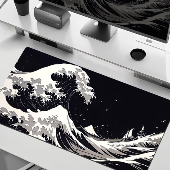 New ENHANCE Raging Waves Large Gaming Mouse Pad Desk Keyboard Mat 23.6" X 11.8"