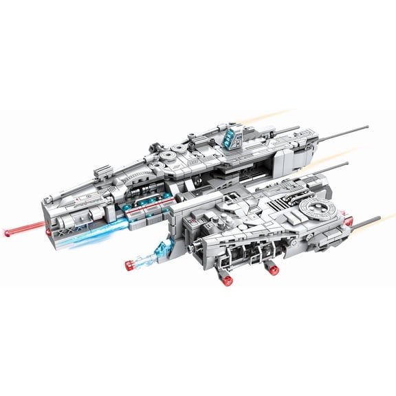 New Earth Spaceship Star-Fleet Space-Fighter Space-Attack-Aircraft Toy with LED light, Glow in Space. Simulated Bullets can be launched. Space-fighter Series. Advan Design building block