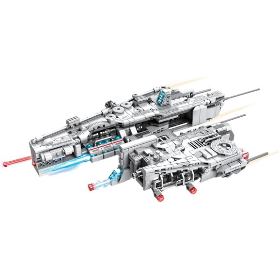New Earth Spaceship Star-Fleet Space-Fighter Space-Attack-Aircraft Toy with LED light, Glow in Space. Simulated Bullets can be launched. Space-fighter Series. Advan Design building block