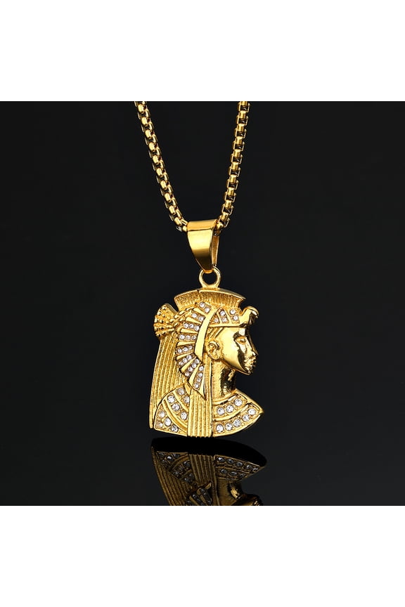 New Egypt Pharaoh Sphinx Men 14K Yellow Gold Necklaces Pendant Powerful Amulet For Women Jewelry Gift