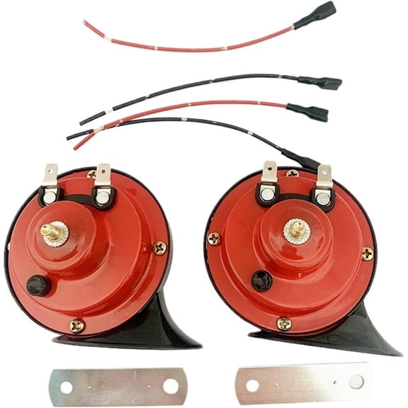 New Electric 12V/24V Snail Horn 300DB Waterproof Horn Fit For Trucks Boats Cars Motorcycles(Red 12v 2PCS)