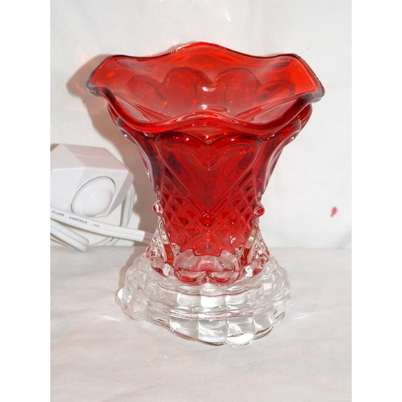 New Electric Design Red Color Ornate Glass Fragrance Burner Scent Wax Lamp Night Light With Dimmer Switch