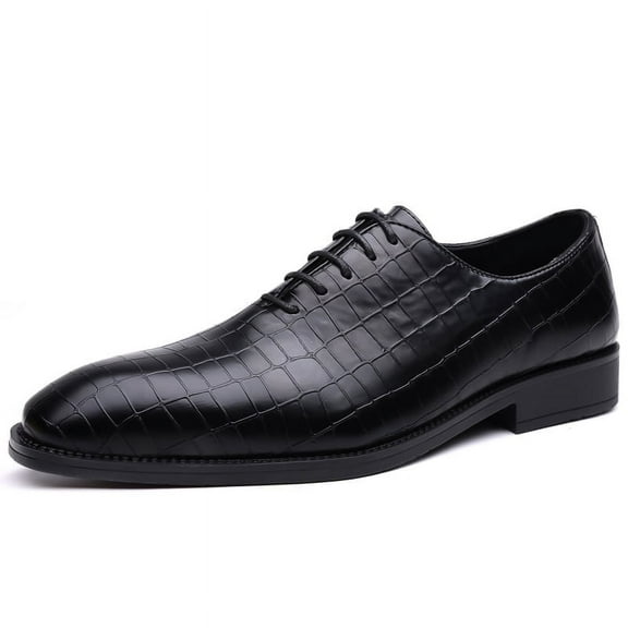 New Elegant Casual Work Shoes, Men's Classic Patent Leather, Grid Oxford Shoes for Men, Stylish Pointy Lace-up Business Shoes