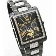 New Elgin Men`s Black IP Crystal Band & Dial Multifunction Quartz Watch FG10003