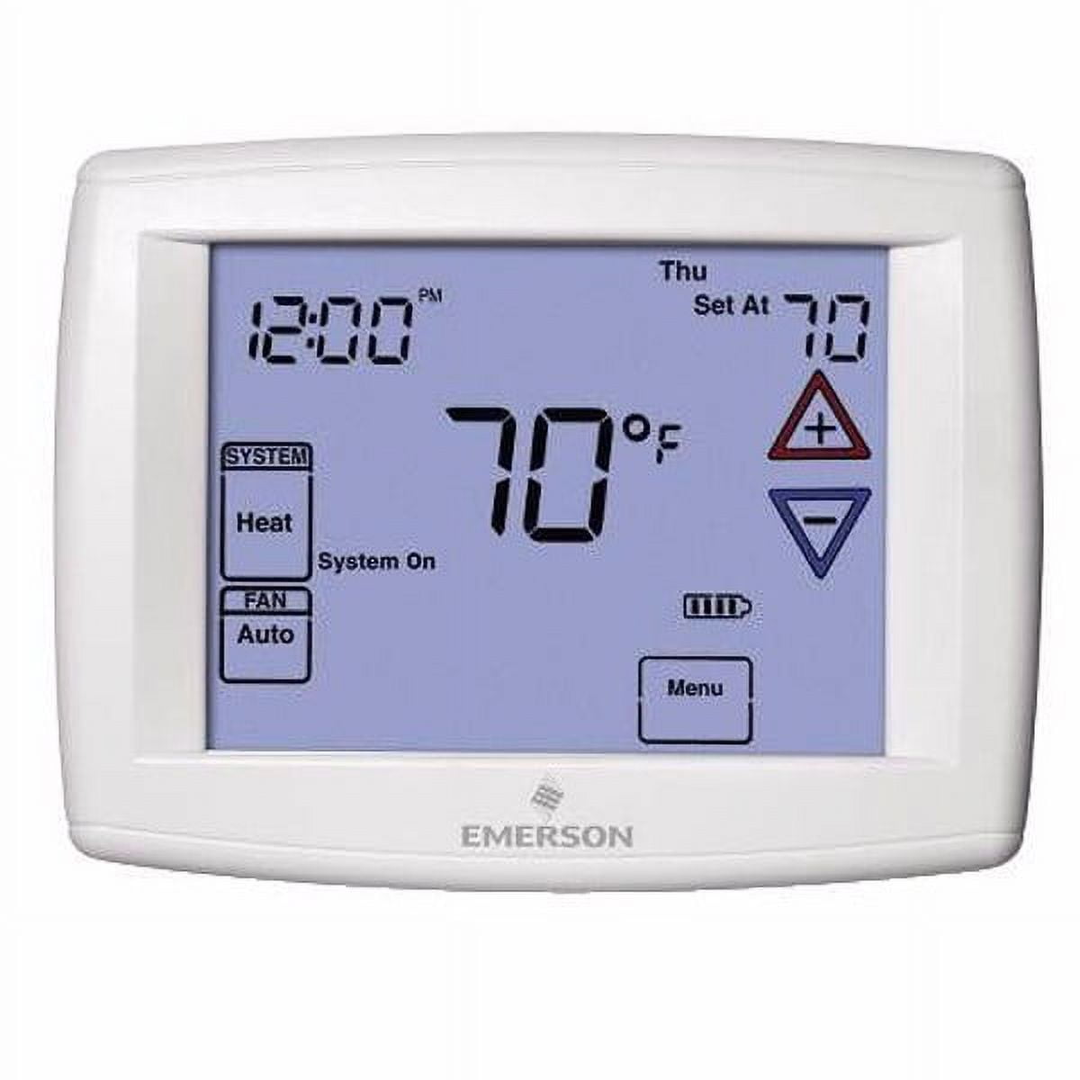 Emerson White Programmable Touchscreen Thermostat for Single-Stage Systems
