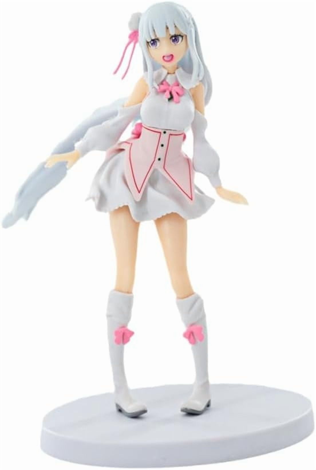 New Emilia Figure, Standing Long Hair Emilia Action Figures 17cm/6.7inch Anime Character Collection Decor Statue Model Desktop Decoration Ornament Gifts