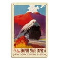 thumbnail image 1 of The New Empire State Express - Hudson River Valley - New York Central System - Vintage Railroad Travel Poster by Leslie Darrell Ragan c.1941 - 8 x 12 inch Vintage Wood Art Sign, 1 of 4