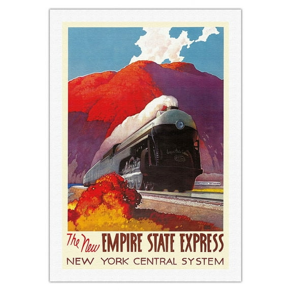 The New Empire State Express - Hudson River Valley - New York Central System - Vintage Railroad Travel Poster by Leslie Darrell Ragan c.1941 - Fine Art Rolled Canvas Print 27in x 40in