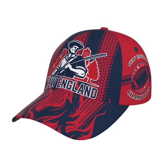 New England Baseball Cap for Men and Women Daily Wear Mascot Print Game Day Hat, Knit, Gift for Fans, Supporters