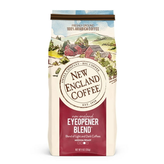 New England Coffee Eye Opener Blend Dark Roast Ground Coffee, 9 oz