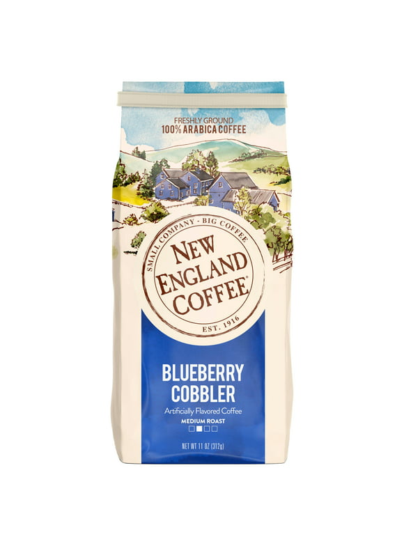 New England Coffee Blueberry Cobbler Medium Roast Ground Coffee, 11 Oz, Bag