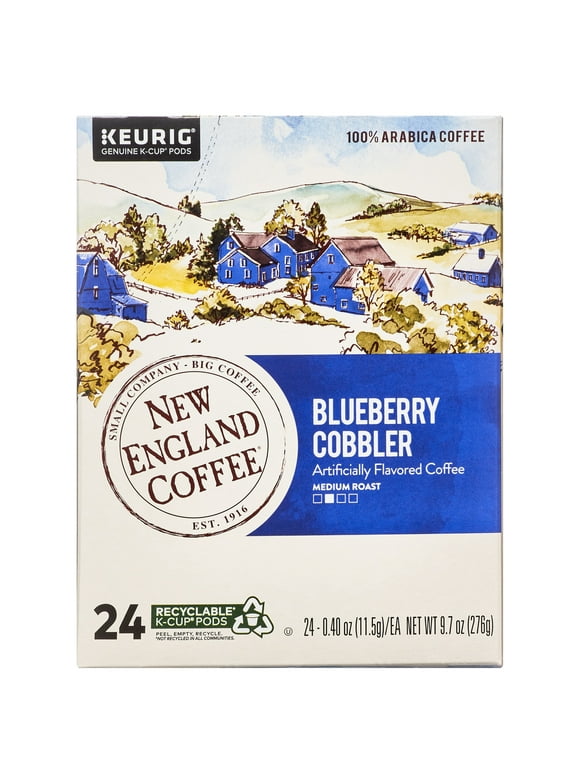 New England Coffee Blueberry Cobbler Medium Roast Keurig Coffee Pods, 24 Count