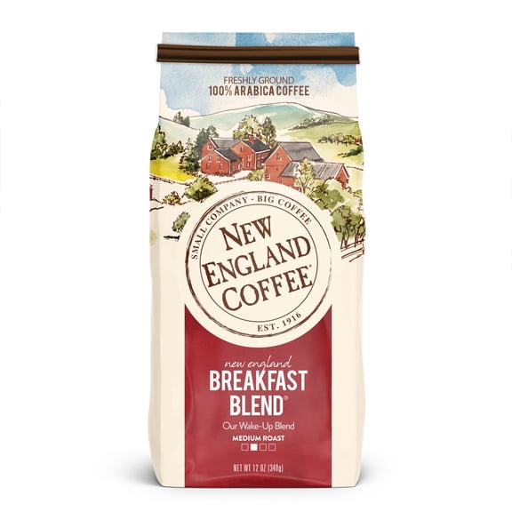 New England Coffee Breakfast Blend Medium Roast Ground Coffee, 12 oz