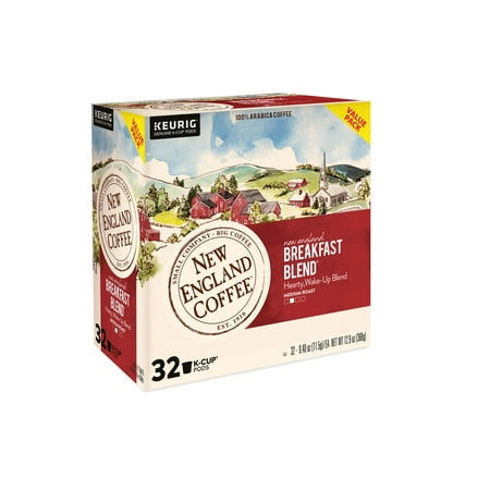 New England Coffee Breakfast Blend Medium Roast Single Serve Pods, 32ct Box (Pack of 1)