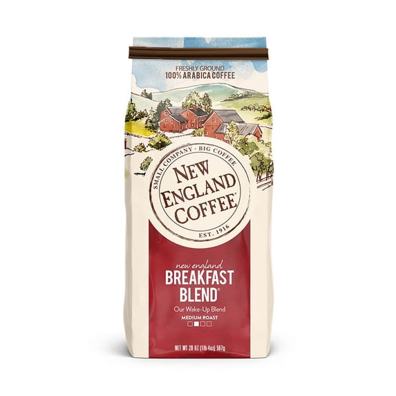 New England Coffee Breakfast Blend Medium Roast Ground Coffee, 20 oz